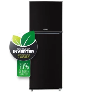 2 PUERTAS COLOR NEGRA - VERSIÓN INVERTER C/ ESTANTES DE VIDRIO - 350 Litros