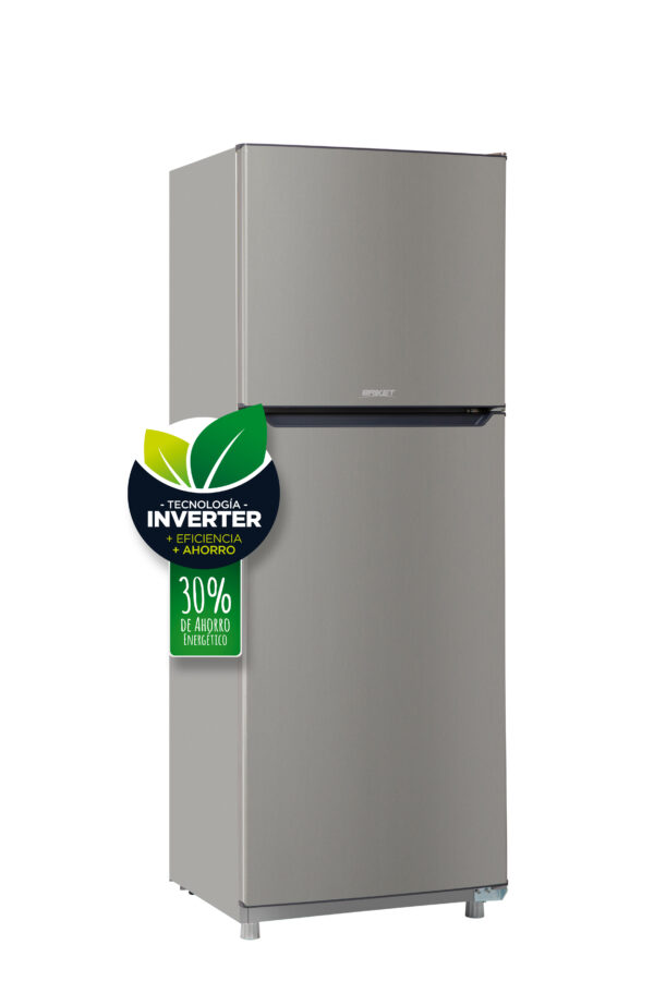 HELADERA INVERTER BRIKET  - C/ ESTANTES DE VIDRIO-2 PUERTAS COLOR INOX-BK2F 1820
