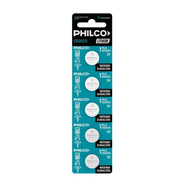 PILA DE LITIO CR2025. BLISTER POR 5 UNIDADES - PHILCO