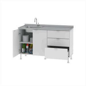 Bajo Mesada Confort 1,40 Mt Perfil L Aluminio Roble Kendal