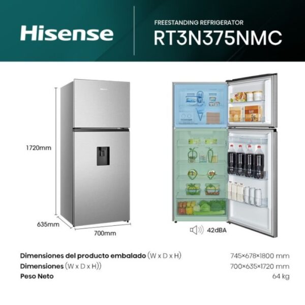 HELADERA 375 LTS. NO FROST INVERTER CON DISPENSER. ACERO INOXIDABLE - HISENSE - Image 6