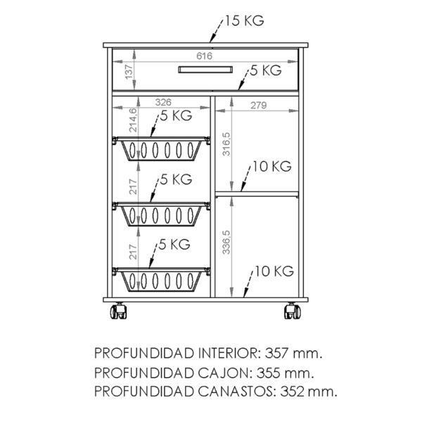 Mueble Frutero Con Puerta, Estante Y Cajón - Image 6