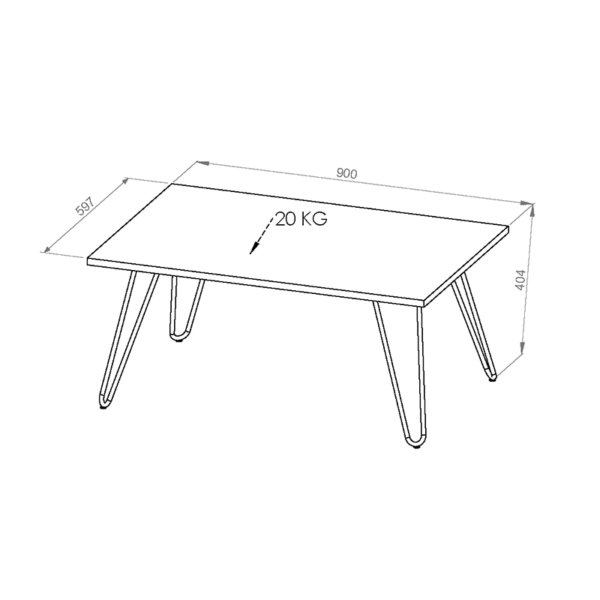 Mesa Ratona Industrial Rectangular 90Cm - Image 2