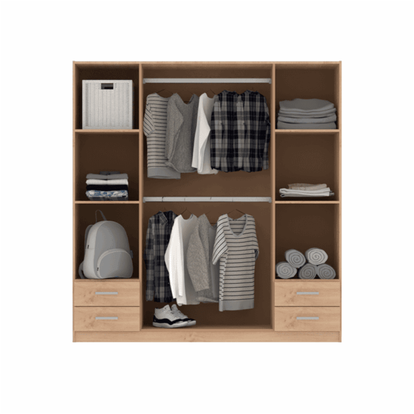 Placard 4 Ptas De Abrir, Estantes y 4 Cajones 1,73 Mt Roble Kendal - Image 2