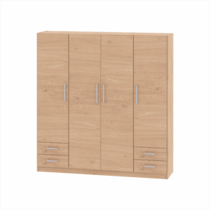 Placard 4 Ptas De Abrir, Estantes y 4 Cajones 1,73 Mt Roble Kendal