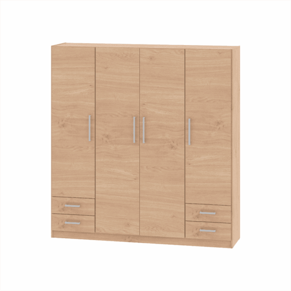 Placard 4 Ptas De Abrir, Estantes y 4 Cajones 1,73 Mt Roble Kendal