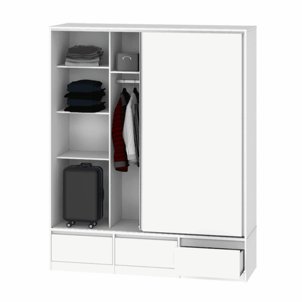 Placard 2 Puertas Corredizas 3 Cajones Externos 1,80 Mt Wengue