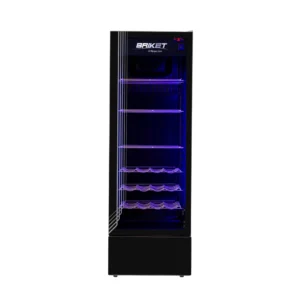 Exhibidora Full Glass - INTERIOR NEGRO, LED PERIM., ESTANTES CROMADOS, CONTROL. INTEL.