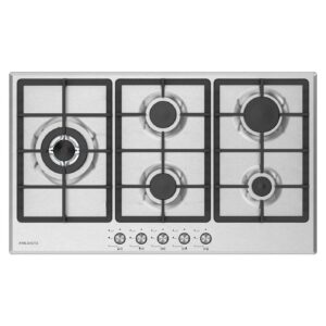 ANAFE A GAS, 5 HORNALLAS, 90 CM, BASE ACERO INOXIDABLE PD-AG90I